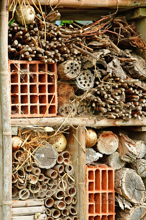 Les Mureaux, France - may 13 2017 : insect hotel in an allotment gardenのeditorial素材