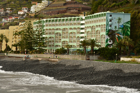 Funchal, Madeira, Portugal - february 22 2018 : seaside at the west of Funchalのeditorial素材