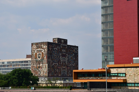 Mexico;  United Mexican State - may 13 2018 : the university library in the borough of Coyoacanのeditorial素材