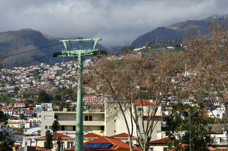 Funchal, Portugal - february 21 2018 : cable car in the city centreのeditorial素材