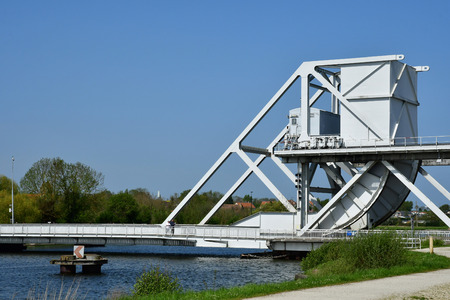 Benouville; France - april 22 2018 : the new Pegasus bridgeのeditorial素材