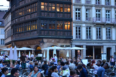 Strasbourg, France - july 28 2017 : restaurant in the city centreのeditorial素材