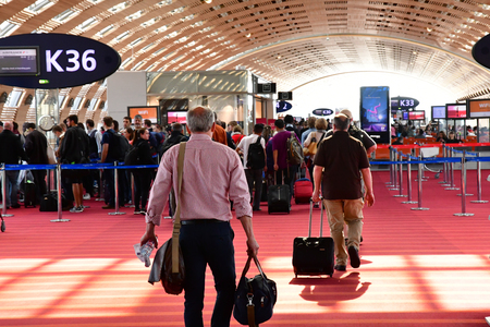 Roissy, France - may 5 2017 : departure lounge in the Paris Charles de Gaulle airportのeditorial素材