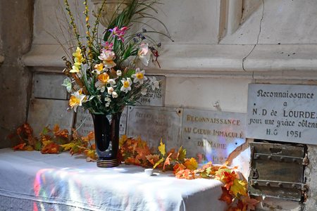 La Neuville Chant d Oisel ; France - june 8 2017 : ex voto in the historical churchのeditorial素材