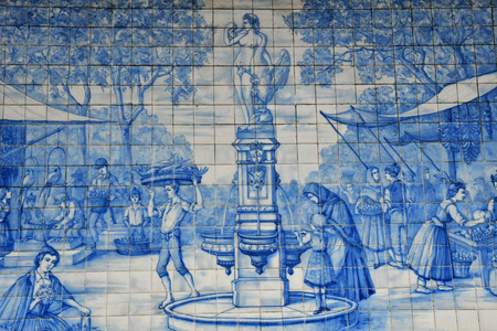 Funchal, Portugal - february 21 2018 : azulejos of the covered marketのeditorial素材