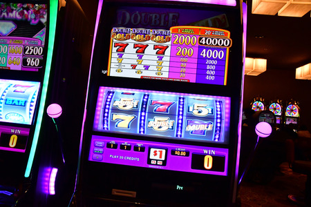 Las Vegas, USA - july 11 2016 : slot machines in the luxury Luxor hotel casino