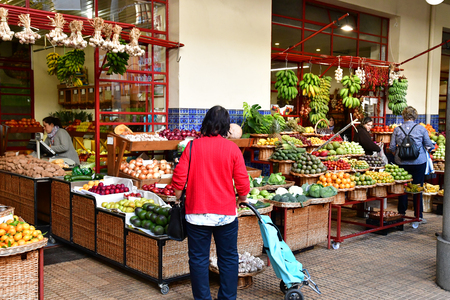 Funchal, Portugal - february 21 2018 : covered market in the city centreのeditorial素材
