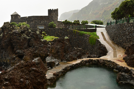 Porto moniz, Madeira, Portugal - february 25 2018 : natural pool in volcanic rockのeditorial素材