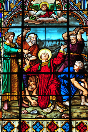 Villiers le Morhier, France - may 6 2016 : the Saint Etienne church windowのeditorial素材