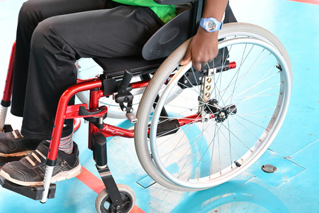 Les Mureaux; France - march 8 2016 : disabled person in a wheelchairのeditorial素材