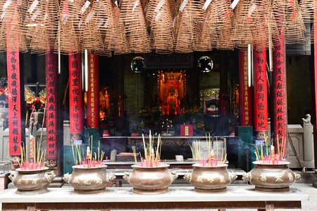 Ho Chi Minh City, Saigon, Socialist Republic of Vietnam - august 15 2018 : the Thien Hau temple in Nguyen Trai streetのeditorial素材
