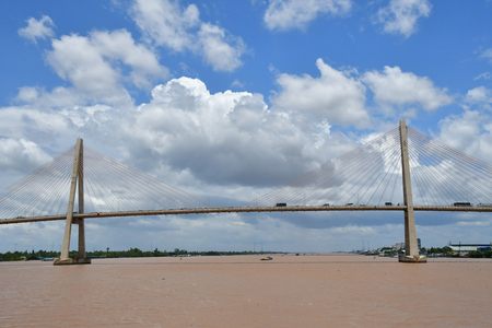 My Tho, Socialist Republic of Vietnam - august 17 2018 : the Mekong riversideのeditorial素材