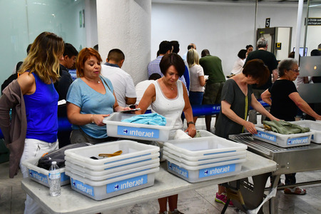 Mexico;  United Mexican StateS - may 14 2018 : body and luggage inspection in the airport
