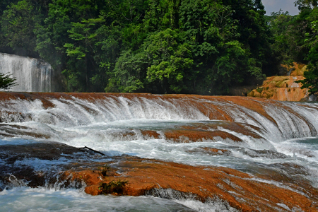 Tumbala; United Mexican States - may 16 2018 : the cascades of Agua Azulのeditorial素材