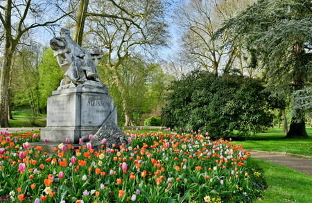 Poissy, France - april 16 2018 : the Meissonier park in springのeditorial素材