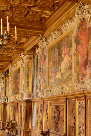 Fontainebleau, France - july 21 2017 : the historical Francois the first hallのeditorial素材