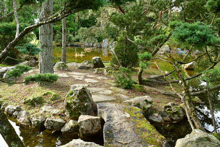Aincourt, France - november 1 2017 : the japanese gardenのeditorial素材