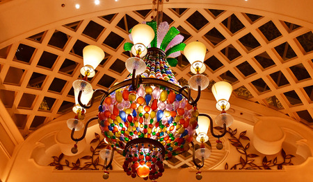 Las Vegas, USA - july 11 2016 : chandelier in the Bellagio hotel casino on the Stripのeditorial素材