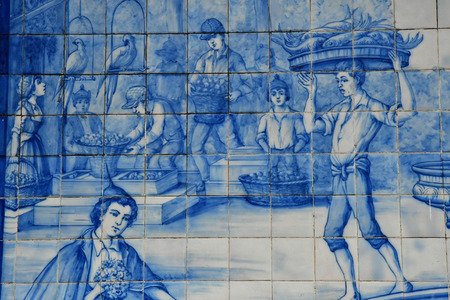 Funchal, Portugal - february 21 2018 : azulejos of the covered marketのeditorial素材