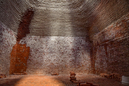 Vinh Long, Socialist Republic of Vietnam - august 17 2018 : brick owen in a brickworks and pottery workshopのeditorial素材