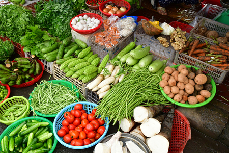 Sa Dec; Socialist Republic of Vietnam - august 18 2018 : the picturesque daily marketのeditorial素材