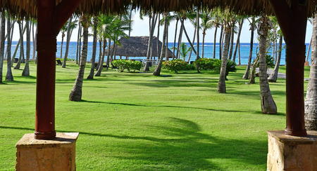 Punta Cana, Dominican Republic - may 28 2017 : garden of an hotelのeditorial素材