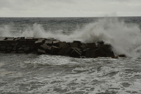 Calheta, Madeira, Portugal - february 25 2018 : storm in the portのeditorial素材