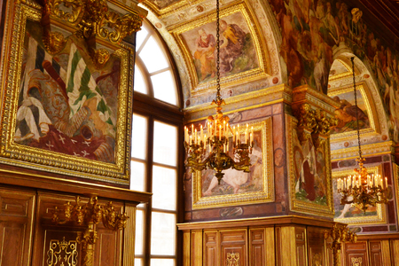 Fontainebleau, France - july 21 2017 : ballroom in the historical castleのeditorial素材