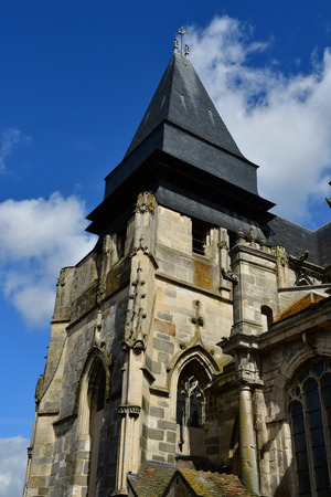 Houdan, France - may 1 2018 : the historical churchのeditorial素材