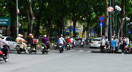 Ho Chi Minh City, Saigon, Socialist Republic of Vietnam - august 15 2018 : the picturesque traffic jam in the city centreのeditorial素材