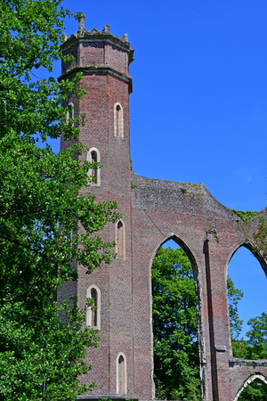 Pont Saint Pierre, France - june 8 2017 : ruin of the Levavasseur spinning millのeditorial素材