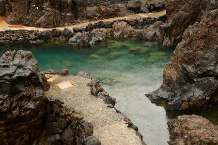 Porto moniz, Madeira, Portugal - february 25 2018 : natural pool in volcanic rockのeditorial素材