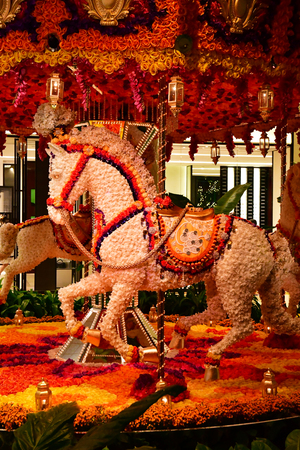 Las Vegas, USA - july 11 2016 : carousel made with paper flowers in Bellagio hotelのeditorial素材