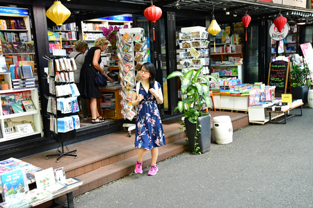 Ho Chi Minh City, Saigon, Socialist Republic of Vietnam - august 16 2018 : the book shop street near the post officeのeditorial素材