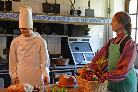 Choisel, France - may 6 2018 : the Breteuil castle kitchenのeditorial素材