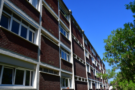 Verneuil sur Seine; France - april 9 2017 : the picturesque city centerのeditorial素材