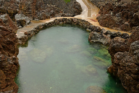 Porto moniz, Madeira, Portugal - february 25 2018 : natural pool in volcanic rockのeditorial素材