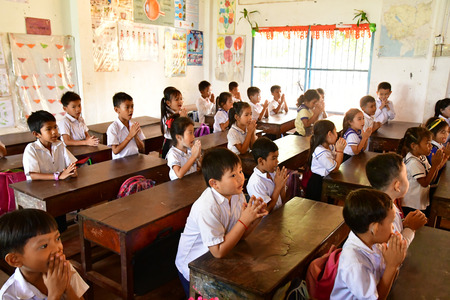 Koh Chen; Kingdom of Cambodia - august 21 2018 : the primary schoolのeditorial素材