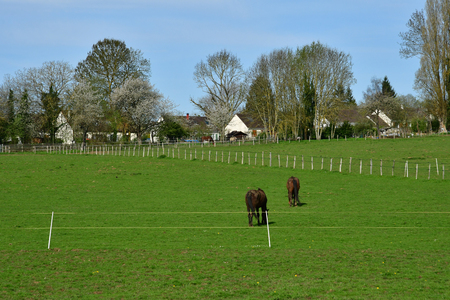 Aincourt; France - april 17 2018 : landscapeのeditorial素材
