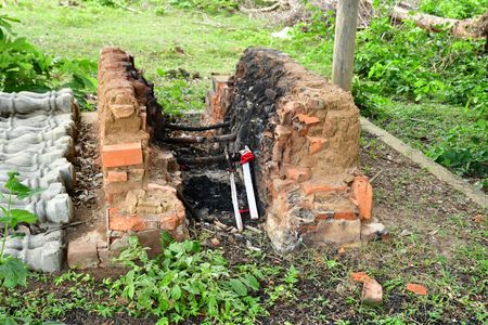 Kampong Tralach; Kingdom of Cambodia - august 21 2018 : crematorium in the Wat Kampong Tralach Leu pagoda siteのeditorial素材