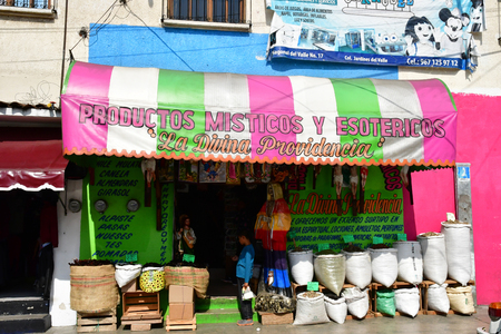 San Cristobal De Las Casas;  Chiapas, United Mexican States - may 16 2018 : shop in the picturesque old cityのeditorial素材