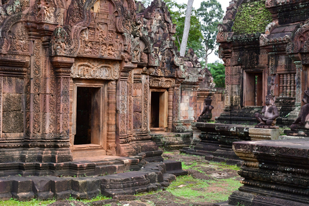 Siem Reap; Kingdom of Cambodia - august 24 2018 : the Banteay Srei templeのeditorial素材