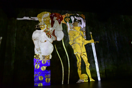 Paris; France - november 30 2018 : the Atelier des Lumieres, a place of digital art in an old factoryの写真素材