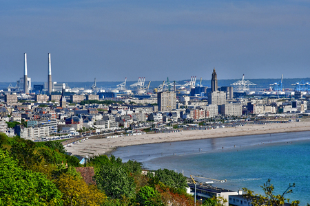 Le Havre; France - may 10 2017 : the city view from Sainte Adresseの写真素材
