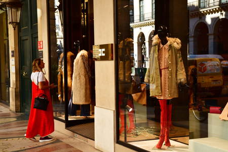 Paris; France - april 2 2017 : cloth shop in the rue de Castiglioneの写真素材