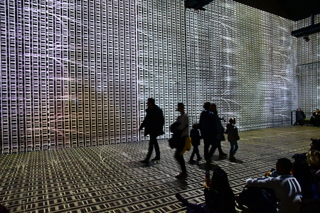 Paris; France - november 30 2018 : the Atelier des Lumieres, a place of digital art in an old...