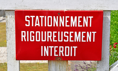 Trouville, France - august 18 2016 : parking forbidden signの写真素材