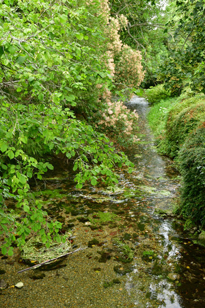 Fontaine sous Jouy; France - august 8 2018 : the riversideのeditorial素材