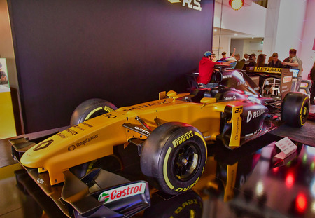 Paris; France - april 2 2017 : F 1 Renault car expo in  the Avenue des Champs Elysees in the 8 th...