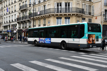 Paris; France - april 2 2017 : bus in the Rivoli streetのeditorial素材